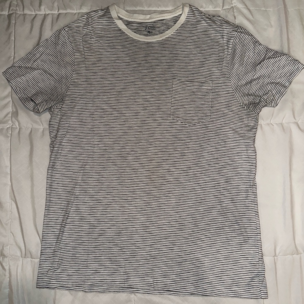 J.Crew, Large, Blue and White Striped, Pocket T-Shirt